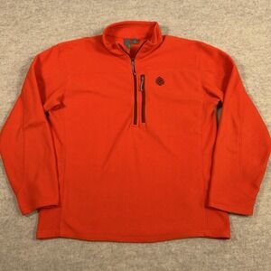 Stio Fleece Pullover 1/2 Zip Mens Medium Orange Baselayer Sweatshirt Outdoors